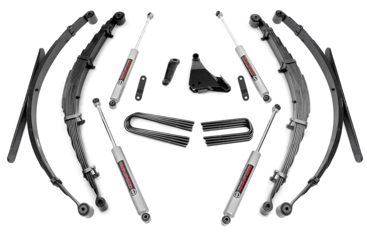 Ford F-250 Super Duty Suspension Lift Kit - Rough Country - 6 Inch, Rear Springs, Rough Country N3 Shocks - '99-'04